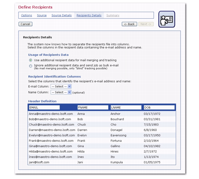 Defining Recipients of an Email Job